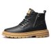 European Warm Series Autumn Winter Trendy Cowhide Martin High Top Workwear British Style Hidden Height Increase Thick Sole Lace-up Work Men's_vogvips.com