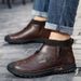 European Warm Series Autumn Winter 2025 Large Size Casual Mid-top Martin Boots With Cotton For Warmth Outdoor Korean Style Handmade Men's_vogvips.com
