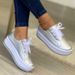 Women's Plus Size Casual Slip-On Shoes With Thick Platform Sole - Round Toe Breathable PU Loafers For Everyday Wear (White/Black/Gold/Rose Gold)_vogvips.com