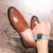 Euro Step Summer Brogue Korean Style British Slip-On Hairstylist Trendy Casual Leather Shoes Men's Height Increase 2cm6_vogvips.com