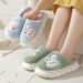 Autumn Home Furry For Women Cute Rabbit Thick Sole Cotton Slippers Winter Fleece Warm Maternity Non-Slip Shoes_vogvips.com