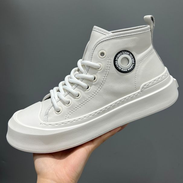 High-Top Autumn Winter New Genuine Men's Sneakers Thick Sole Lightweight Sports Casual Leather Trendy White Shoes_vogvips.com