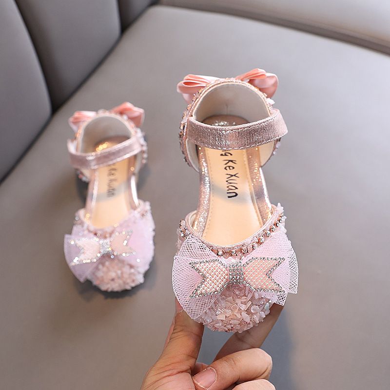 New Girl Princess Girl Bow Small Big Child Dance Show Shoes Single Shoes Leather Shoes_vogvips.com