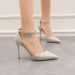 Women S Pumps High Heels Shallow Mouth Pointed Toe Hollow One Word Straps With Shiny Rhinestones Women Wedding_vogvips.com