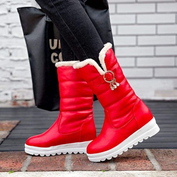 Leather Cotton Warm Snow Long 2025 Four Seasons New Anti-Slip Flat Mid Boots High Tube Women Shoes_vogvips.com