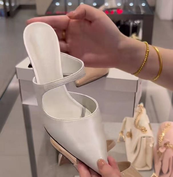 In Stock~25 Autumn New Pointed Toe Mule Women's Shoes, Stiletto Heel, Open Back Sandals For Women, Summer K-_vogvips.com