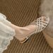 Women's Flat Sandals Roman Woven For Women's 2025 New Summer Fashion One Line Strap Flat Bottomed French Low Heel Hollow Out Sandals_vogvips.com