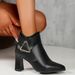 Women's Plus Size Pointed Toe High Heeled Ankle Boots Side Zipper Metal Decoration Fashion 34 Autumn New Style_vogvips.com