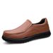 Casual Leather Shoes Men's Round Head Leather Men's Shoes Non-slip Loafers Dad Shoes_vogvips.com