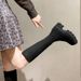 with Legs, Petite Over-the-Knee Sole Long Boots, Slimming Thick Heel, Large Size, Wide Elastic Boots For Women_vogvips.com
