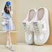 Half Tray White Shoes Female Student Mesh Breathable Heightening Shoes Casual Board Shoes_vogvips.com