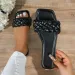 Women's Plus Size 36 43 Minimalist Vacation Style Single Band Slip On Comfortable Square Toe Flat Sandals_vogvips.com