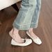 Square Head Bow Ballet Single Shoes Women's Flat-soled Laden Shoes French One-pedal Beanie Shoes_vogvips.com