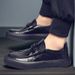2025 Top Layer Cowhide Doudou Hand-Scraped Pattern Men's Fashion New Versatile Trendy Slip-On Leather Shoes_vogvips.com