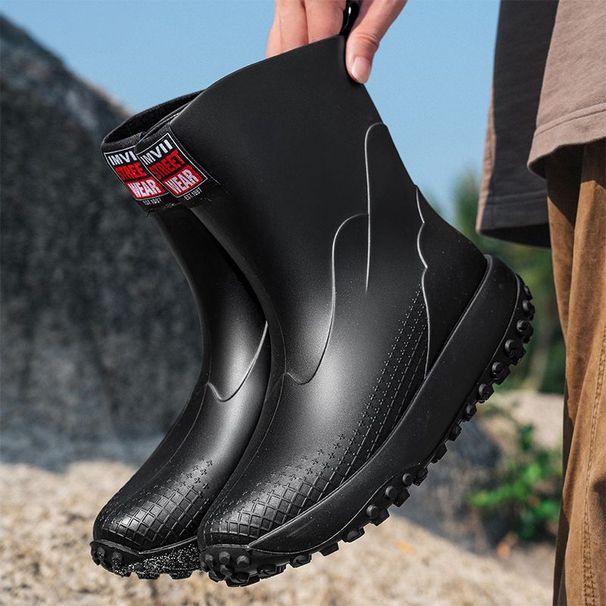German Outdoor Mid-calf Water Fishing Waterproof Shoes, Men's Delivery Rider Rain Boots, Rubber Shoes For Spring And_vogvips.com