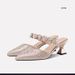 2025 Women's Pointed-Toe High Heels, Closed-Toe, Backless, Rhinestone, Slimming, Spring/Summer, Chunky Heel, European_vogvips.com