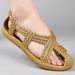 Men's And Women's Summer Retro Woven Sandals Soft Soled Breathable Non-Slip Beach Shoes Rubber Rattan Straw Flat Cool_vogvips.com