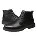 Men's Medium Leather Boots Casual Men's Shoes Cotton Warm Martin Boots Non-slip Oak_vogvips.com