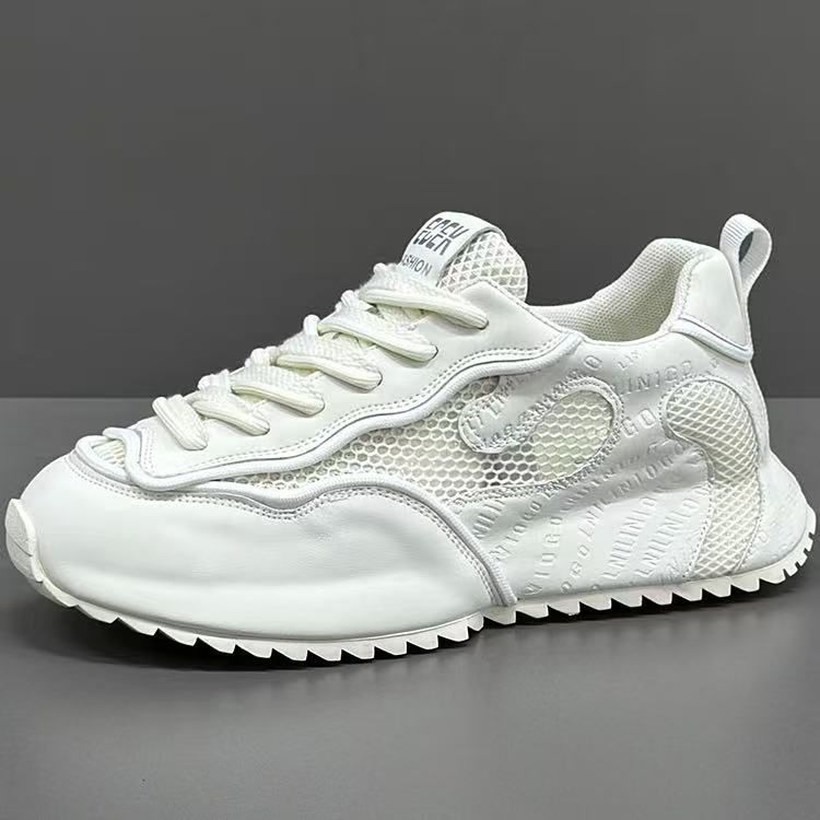 Men's Breathable Mesh Sneakers - Lightweight Soft Sole Dad Shoes For Walking & Daily Wear (Black/White/Blue-White)_vogvips.com