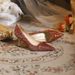New Chinese-style Wedding High-heeled 2025 Xiuhe Red Bridal Shoes With Crystal Sequins, Shallow-cut Women's Shoes,_vogvips.com