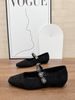 French Rhinestone Herringbone Velvet 2025 Single Shoe Women's New Low Heel Square Toe Temperament Mary Jane Shoes_vogvips.com