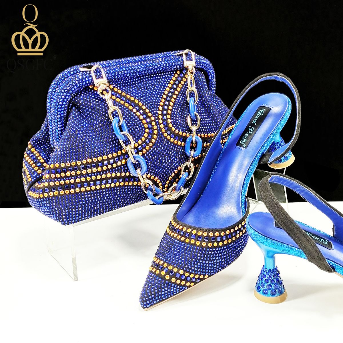 Women’s Shoes Pointed toe ladies shoe bag set soft bag shallow mouth high heels fashionable and simple set_vogvips.com