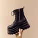 Trendy Girl Height Increasing Shoes 2025 New Model Slimming Thick Sole British Style Short Martin High Heel Motorcycle_vogvips.com