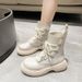 Sweet Cool Korean Style Martin For Women Winter Fleece-Lined 2025 New Knitted Stretch Sock Slimming Thick-Soled Short_vogvips.com