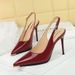 Women's Elegant Pointed-Toe Stiletto Heels With Open Back & Ankle Strap - Chic High Heel Pumps In Leather For Parties & Evening Wear Back Strap Sexy_vogvips.com