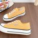 Four Seasons Women Slip-On Canvas Sports Shoe Lady Lace-Up Mango Toe Adult Vulcanized Skate Shoes Casual White Sneakers_vogvips.com