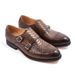 Straight Hair Python Pattern Genuine Cowhide Double Buckle Handmade Mengke British Style Men's Monk Shoes_vogvips.com