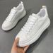 High End Genuine Leather White Lightweight Breathable Men's Shoes, Trendy And Versatile Sports Thick Soled Board Shoes_vogvips.com