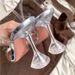 Women's Elegant Crystal Rhinestone Bow Pointed Toe Sandals - Transparent Strappy High Heels For Women, Fashionable Summer Dress Shoes_vogvips.com