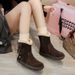 Snow Boots With Lining, Thickened Women's Sheepskin Retro Fleece Lined Fur Cotton Shoes, Casual Short Boots, 2025 Winter_vogvips.com
