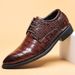 Suitable For All Seasons 2024 Men's Leather New Business Formal Casual Crocodile Pattern British Korean Style Pointed Toe Large Size Shoes_vogvips.com