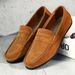 Men's Leather Slip-On Casual Square Toe Flat Shoes Red Size 40 48 Export Style_vogvips.com