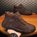 Men's Work Shoes Winter Fleece-Lined Warm Mid-Top Cotton Shoes Soft Sole Stitched Non-Slip Outdoor Casual Men's Shoes_vogvips.com