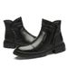 Casual Boots Leather Splicing Round Head Side Zipper High Top Men's Boots Rubber Non-slip Single Shoes_vogvips.com