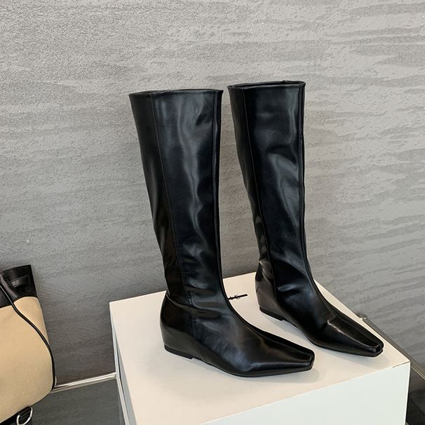 Black Straight Pointed Toe Slim Long Women's Shoes 2025 New Autumn Winter Over-the-Knee Hidden Heel Riding Boots_vogvips.com
