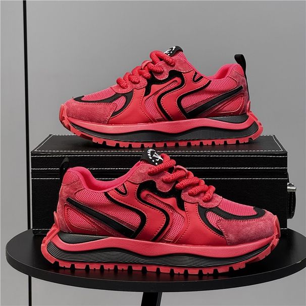 Men's 2025 New Mesh Breathable Forrest Gump Fashionable And Versatile Sports Thick Sole Color Blocked Casual Shoes_vogvips.com