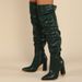 Chunky Heel Knee-High Boots With Side Zipper – Breathable Mesh Lined, Winter Staple For Women (Black/White, Sizes 35-42)_vogvips.com