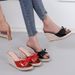 Women's Shoes Summer New Style Wedge Heel Thick Bottom High Heel Slippers Women's Fashionable Thick Heel Open Toe Flip Flops Bowknot Straw Rope Bottom_vogvips.com
