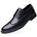 Euro Step Spring British Brogue Carved Korean Style Trendy Pointed Thick Sole Wedding Men's Business Formal Leather Shoes_vogvips.com