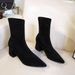 MTX Autumn Winter New Martin High Medium Thick Heel Suede Fashion Pointed Toe Slimming Versatile Back Zipper Short Boots_vogvips.com