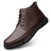 European Warm Series Autumn Winter New First Layer Cowhide Fleece Lined Thickened Mid-Calf Casual Round Toe Men's Leather Shoes Adult_vogvips.com