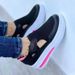 Plus Size Women's Sports Shoes Velcro Breathable Thick Soled Platform Casual Mesh Hollow Low Top_vogvips.com