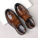 Euro Step Brogue Autumn Breathable Men's Groom Suit Casual Velcro Business Derby Shoes_vogvips.com