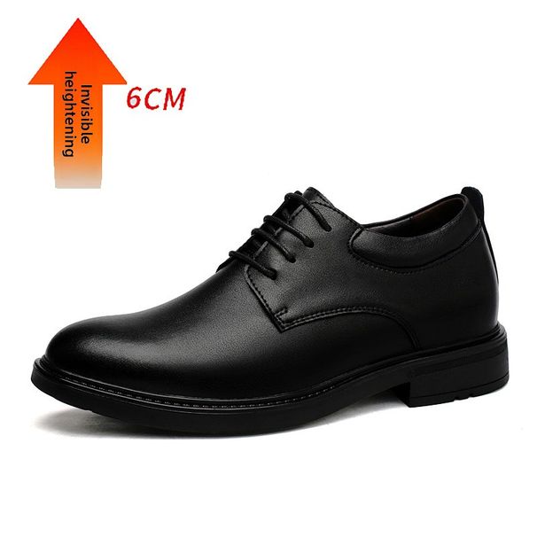 Men's Shoes Inner Height Increase Leather Shoes Gentleman Dress Casual Shoes Low-top Leather Platform Single Shoes_vogvips.com