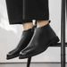 Men's Boots Mid Top Fall New Black Low Casual Leather Shoes_vogvips.com