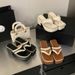 Women's Platform Wedge Heel Flip Flops Vacation Sandals Toe Lifting Summer Outerwear_vogvips.com